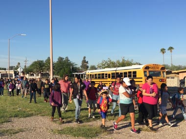 Mayor and Tucsonans on a Safe Routes to School walk