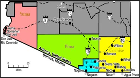 LINKS map of counties in Arizona