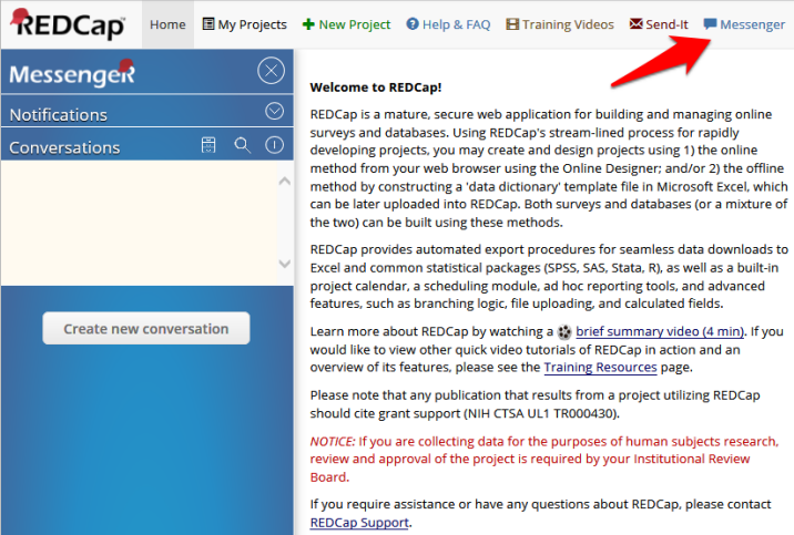 REDCap messenger 