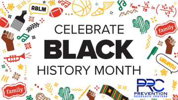 PRC logo on "celebrate black history month" graphic